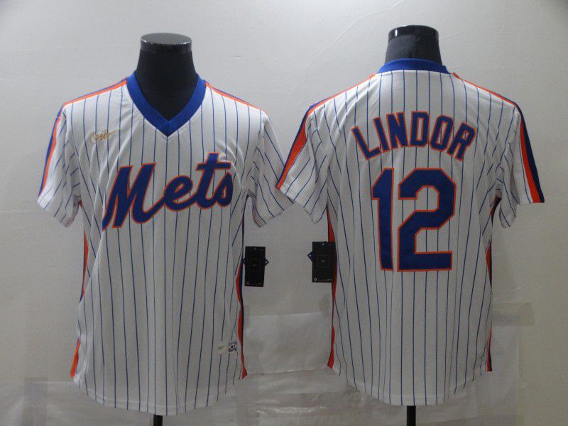 Men New York Mets #12 Lindor White Game 2021 Nike MLB Jersey